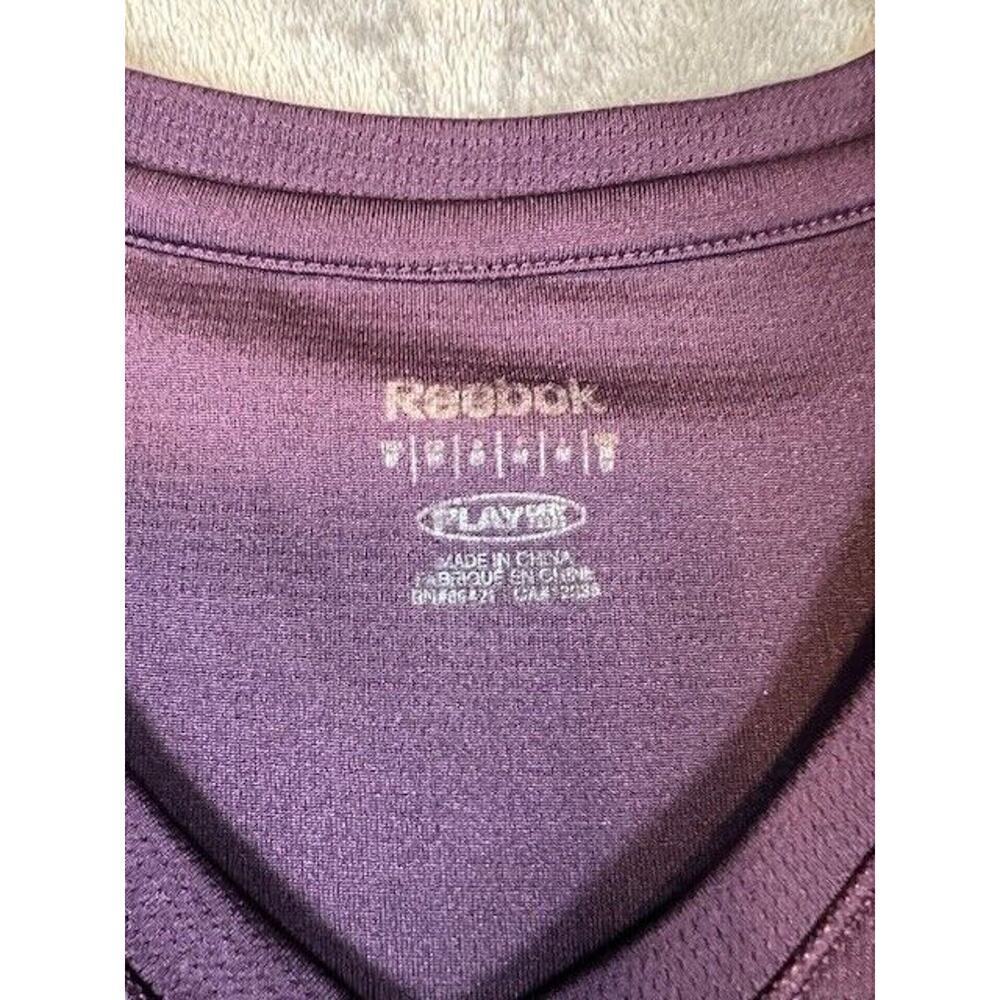 Reebok Women's Stretch Nylon Play Dry L/S V-Neck Purple Athletic T Shirt - S - Picture 5 of 8
